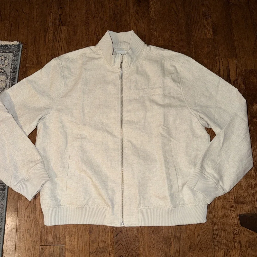 Banana Republic Linen Blend Bomber Jacket Flax Mens 2XL Preppy NEW $170